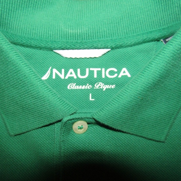 Nautica Polo Green Blue Size Large Short Sleeve - Picture 5 of 6